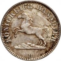 obverse of 1/2 Groschen - Georg V (1858 - 1865) coin with KM# 235 from German States. Inscription: KÖNIGREICH HANNOVER B