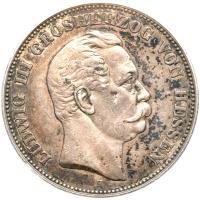 obverse of 5 Mark - Ludwig III (1875 - 1876) coin with KM# 353 from German States. Inscription: LUDWIG III GROSHERZOG VON HESSEN