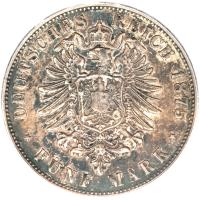 reverse of 5 Mark - Ludwig III (1875 - 1876) coin with KM# 353 from German States. Inscription: DEUTSCHES REICH 1876 FÜNF MARK