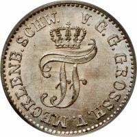 obverse of 1/48 Thaler - Friedrich Franz II (1852 - 1866) coin with KM# 311 from German States. Inscription: V.G.G.GROSSH.v.MECKLENB.SCHW.