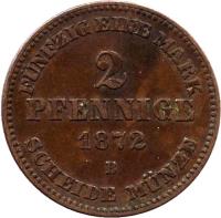 reverse of 2 Pfennige - Friedrich Franz II (1872) coin with KM# 316 from German States. Inscription: monogram Franz II