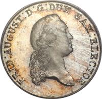 obverse of 1 Conventionsthaler - Friedrich August III (1769 - 1790) coin with KM# 992 from German States. Inscription: FRID.AUGUST:D:G:DUX SAX:ELECTOR