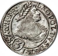 obverse of 3 Kreuzer - Leopold I - Breslau mint (1665 - 1705) coin with KM# 471 from German States. Inscription: LEOPOLD.D.G.R.I.S..A.G.H.B.R. (3)