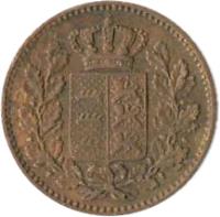 obverse of 1/2 Kreuzer - Wilhelm I (1858 - 1864) coin with KM# 603 from German States.