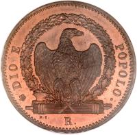 obverse of 3 Baiocchi (1849) coin with KM# 23 from Italian States. Inscription: DIO E POPOLO. R.