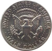 reverse of 1/2 Dollar - Kennedy Half Dollar (1971 - 2017) coin with KM# 202b from United States. Inscription: UNITED STATES OF AMERICA E PLURIBUS UNUM HALF DOLLAR