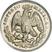 obverse of 5 Centavos - Maximilian I (1864 - 1866) coin with KM# 385 from Mexico. Inscription: IMPERIO MEXICANO