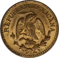 obverse of 5 Centavos (1914) coin with KM# 634 from Mexico. Inscription: REPUBLICA MEXICANA