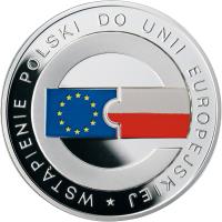 reverse of 10 Złotych - Accession of Poland to the European Union (2004) coin with Y# 482 from Poland. Inscription: WSTĄPIENIE POLSKI DO UNII EUROPEJSKIEJ