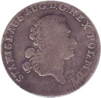 obverse of 4 Groschen - Stanisław II August (1766 - 1782) coin with KM# 185 from Polish–Lithuanian Commonwealth. Inscription: STANISLAUS AUG.D.G.REX POL.M.D.L.