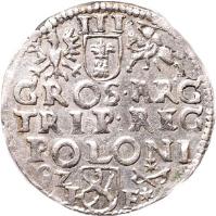 reverse of 3 Groszy - Sigismund III (1591 - 1592) coin from Polish–Lithuanian Commonwealth.