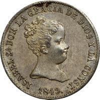 obverse of 1 Real - Isabel II (1837 - 1852) coin with KM# 518 from Spain.