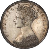 obverse of 1 Florin - Victoria (1848 - 1849) coin with KM# 745 from United Kingdom. Inscription: VICTORIA REGINA 1849 W.W.