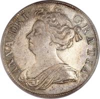 obverse of 1/2 Crown - Anne (1707 - 1714) coin with KM# 525 from United Kingdom. Inscription: ANNA · DEI · GRATIA ·