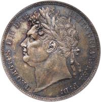 obverse of 1/2 Crown - George IV (1823 - 1824) coin with KM# 688 from United Kingdom. Inscription: GEORGIUS IIII D:G: BRITANNIAR: REX F: D: