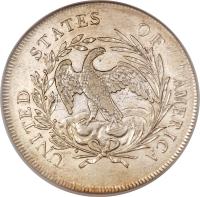 reverse of 1 Dollar - Draped Bust Dollar; Small eagle (1795 - 1798) coin with KM# 18 from United States. Inscription: UNITED STATES OF AMERICA