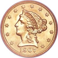 obverse of 2 1/2 Dollars - Coronet Head Quarter Eagle (1840 - 1907) coin with KM# 72 from United States. Inscription: LIBERTY 1900