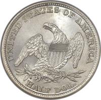 reverse of 1/2 Dollar - Capped Bust Half Dollar; HALF DOL. below eagle (1838 - 1839) coin with KM# 65 from United States.