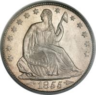 obverse of 1/2 Dollar - Seated Liberty Half Dollar; With date arrows (1854 - 1855) coin with KM# 82 from United States.