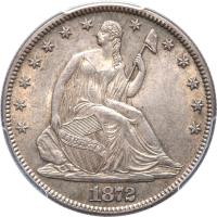 obverse of 1/2 Dollar - Seated Liberty Half Dollar; Without date arrows; With drapery (1866 - 1873) coin with KM# 99 from United States.