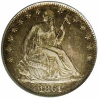 obverse of 1/2 Dollar - Confederate States of America (1861) coin with KM# Pn2 from United States. Inscription: LIBERTY 1861