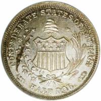 reverse of 1/2 Dollar - Confederate States of America (1861) coin with KM# Pn2 from United States. Inscription: CONFEDERATE STATES OF AMERICA HALF DOL.