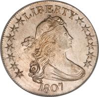 obverse of 1/2 Dollar - Draped Bust Half Dollar; Heraldic eagle (1801 - 1807) coin with KM# 35 from United States.