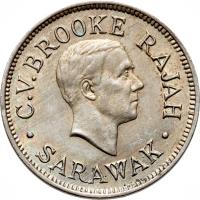 obverse of 5 Cents - Charles Vyner Brooke (1920 - 1927) coin with KM# 14 from Sarawak. Inscription: C.V.BROOKE RAJAH · SARAWAK ·